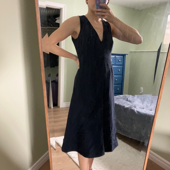 Valentino 100% silk navy midi dress size 4 - Picture 1 of 17
